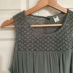 Old Navy Sage Green Crochet Yoke Sleeveless Dress